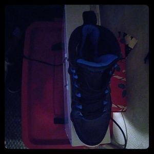 Black and blue jordans